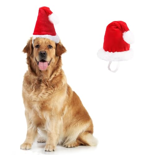 ANIAC Weihnachtsmütze für mittelgroße und große Hunde, Weihnachtsoutfit für Hunde, Kinder, Weihnachtsmann-Kostüm für Golden Retriever, Deutsche Dogge, Labrador, Deutscher Schäferhund, Pitbull (rote von ANIAC