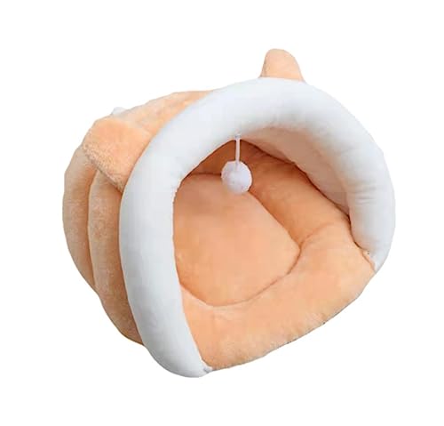 ANIIC Hundebett Katzenbett Pet Bed Cute Yellow Plush Pet Puppy Cave Bed Cat Sleep Bag Small Dog Cat Sleeping Bag Pet Tools War HundeköRbchen Hundekissen (Color : Orange, Size : 45 * 35 * 25cm) von ANIIC