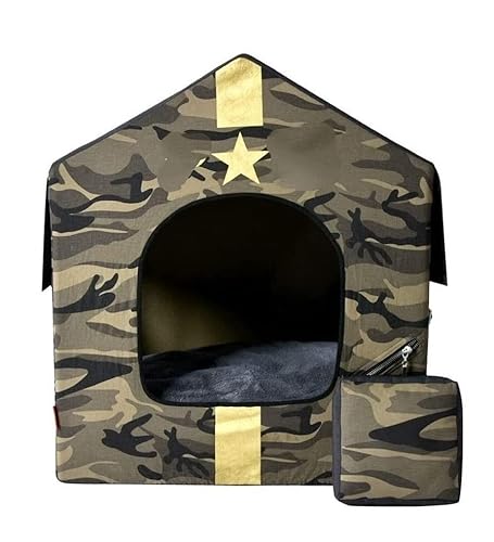 Hundebett Katzenbett Haustier-Hundebett, Abnehmbares Hundehaus, Tarnung, Haustierbett, Zelt, Katzenhütte, Tragbare Reise-Haustierhütte, Welpenmatte HundeköRbchen Hundekissen (Color : Grün) von ANIIC