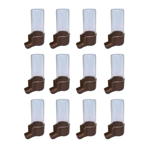 ANIMALPLAST 12 Stück 100 ml Vogelwasserspender, Vogelfutterspender, Vogelkäfig, hängender automatischer Wassersamenspender, geeignet für kleine bis mittelgroße Vögel (Kristall-Braun, breites Netz) von ANIMALPLAST