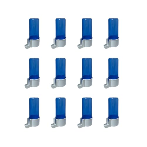 ANIMALPLAST 12 Stück100 ml Vogelwasserspender, Vogelfutterspender, Vogelkäfig, hängender automatischer Wassersamenspender, geeignet für kleine bis mittelgroße Vögel (Blau, dünnes Netz) von ANIMALPLAST