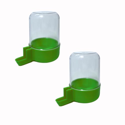 ANIMALPLAST 2 Stück 300 ml Vogelwasserspender, Vogelfutterspender, Vogelkäfig, hängender automatischer Wassersamenspender, geeignet für kleine bis mittelgroße Vögel (Kristall-Grün, dünnes Netz) von ANIMALPLAST