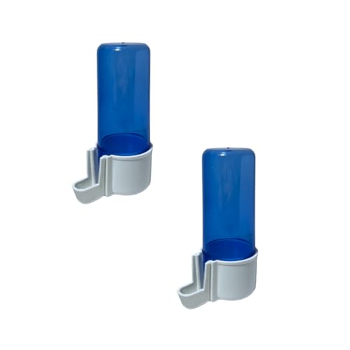 ANIMALPLAST 2 Stück100 ml Vogelwasserspender, Vogelfutterspender, Vogelkäfig, hängender automatischer Wassersamenspender, geeignet für kleine bis mittelgroße Vögel (Blau, dünnes Netz) von ANIMALPLAST