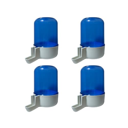 ANIMALPLAST 4 Stück 300 ml Vogelwasserspender, Vogelfutterspender, Vogelkäfig, hängender automatischer Wassersamenspender, geeignet für kleine bis mittelgroße Vögel (Blau, dünnes Netz) von ANIMALPLAST