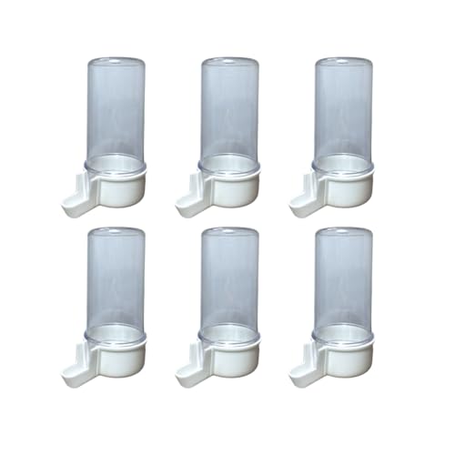 ANIMALPLAST 6 Stück 200 ml Vogelwasserspender, Vogelfutterspender, Vogelkäfig, hängender automatischer Wassersamenspender, geeignet für kleine bis mittelgroße Vögel (Kristall-Weiß, dünnes Netz) von ANIMALPLAST