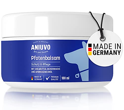 ANIUVO® Pfotenbalsam [100ml Vorratspackung] - Pfotenpflege für Hunde gegen trockene und Wunde Pfoten - Hochwertiger Pfotenschutz für deinen Hund mit Bienenwachs, Sheabutter & Aprikosenkernöl von ANIUVO