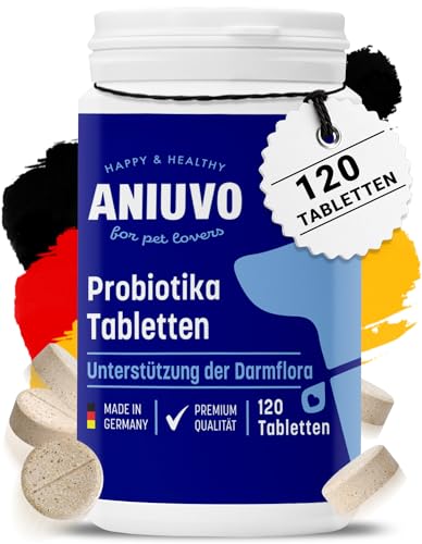 ANIUVO® Probiotika für Hunde [120 Tabletten] - Effektive Darmsanierung für den Hund zur Stärkung der Darmflora - Probiotika Tabletten aus Deutscher Herstellung zur Stärkung des Immunsystems von ANIUVO