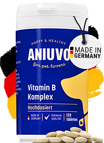 ANIUVO® Vitamin B Komplex Hund [120 Tabletten] für 4 Monate - Hochdosiertes Vitamin B für Hunde - Made in Germany - Hunde Vitamine mit B1, B2, B3, B5, B6, B7, B9 & B12 - Vitamin B Hund von ANIUVO