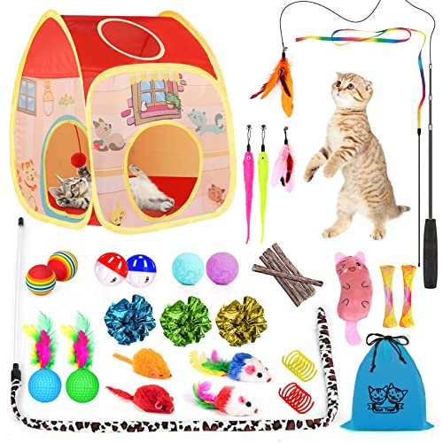 Katzenspielzeug, interaktives Katzenspielzeug-Set mit faltbaren Katzentunneln, Zelt für Indoor-Katzen, einziehbarer Katzenstab, Katzenminze, Spielzeug, Katzenfeder-Teaser, flauschige Maus, Katzenspielzeug, interaktives Katzenspielzeug-Set mit faltbaren Katzentunneln, Zelt für Indoor-Katzen, einziehbarer Katzenstab, Katzenminze, Spielzeug, Katzenfeder-Teaser, flauschige Maus, von ANJIME