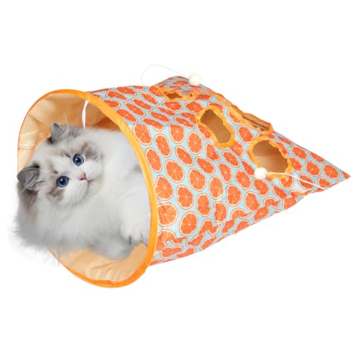 ANKICK Katzentunnel-Spielzeugtaschen für Indoor-Katzen, selbstinteraktives Spielzeug, faltbarer Haustier-Tunnel mit 1 kleinen Maus und 3 Spielzeugbällen, von ANKICK