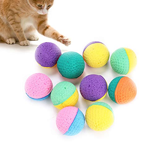 ANKROYU 10pcs Cat Latex Balls Toys, Random Colors Pet Cat Kitten Play Toy Latex Balls, Colorful Foam Ball Scratching Play Toy Interactive Chaser Teaser Playthings for Puppy Kitty Pets von ANKROYU
