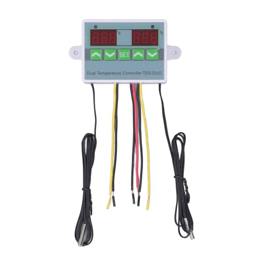 ANKROYU Doppeltemperaturregler, ABS Electronic Thermostat, Wasserresist Digital Thermostat mit Datenspeicherung, Temperaturregelschalter für den Kühlschrank (DC24V) von ANKROYU
