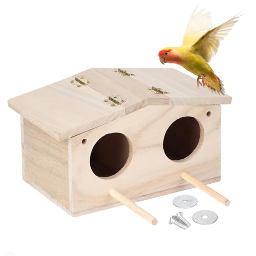 ANKROYU Vogelhaus, Sittich-Nistkasten, Kleines Hölzernes Vogelhaus, Haustier-Vogel-Kits, Zuchtkasten, Zuchtkasten, Käfig, Vogelhaus-Zubehör Für Papageien, Schwalben von ANKROYU