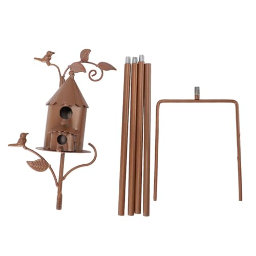 Metal Birdhouse Exquisit einzigartige dekorative Vogelhäuser mit Pfahl für Garten im Freien und Terrasse Premium -Eisenmaterial Langlebiger wetterfestem Vogelhaus Gartenpfahl für Metal Birdhouse Exquisit einzigartige dekorative Vogelhäuser mit Pfahl für Garten im Freien und Terrasse Premium -Eisenmaterial Langlebiger wetterfestem Vogelhaus Gartenpfahl für von ANKROYU