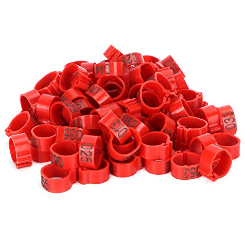 Tauben identifizieren Ring hochwertiger Kunststoff Langlebiger, wesistenter wiederverwendbarer Vogelbänder für Homing -Tauben und die meisten erwachsenen Vögel 100pcs (10mm rot mit Buchstabenring) von ANKROYU