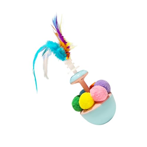 ANMITI Federed Cats Teaser Toy Mit Sicherem Plüschzubehör Wackble Spielzeug Fördert Körperliche Bewegung Mentale Stimulation Plüsch Federed Katzen Wobble von ANMITI