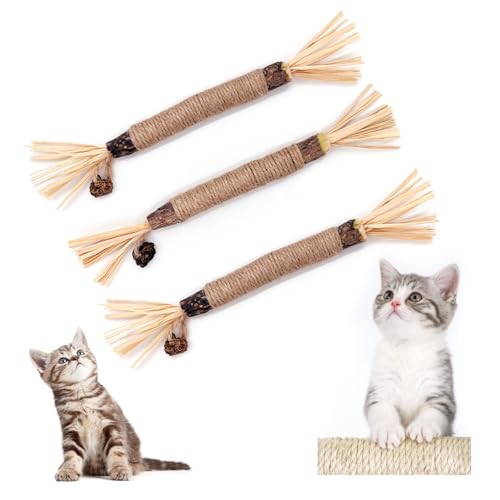 ANMOYIXIA Katzenminze Sticks Kaustangen Katze Katzensticks Katzen Kauhölzer Sticks für Katzen Zahnpflege und Gegen Mundgeruch (3 Stück) von ANMOYIXIA