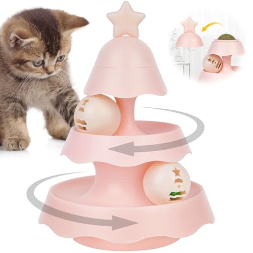 ANOMM Tower of Tracks Interaktives Katzenspielzeug, 3-Stöckiges Turm-Katzenball-Bahnspielzeug mit LED-Ball, 3-Lagiger Weihnachtsbaum Katzenspielzeug mit Katzenminze, Rosa ANOMM Tower of Tracks Interaktives Katzenspielzeug, 3-Stöckiges Turm-Katzenball-Bahnspielzeug mit LED-Ball, 3-Lagiger Weihnachtsbaum Katzenspielzeug mit Katzenminze, Rosa von ANOMM