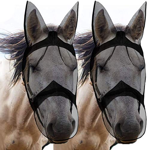 2 Stück Anti-Fliegen-Maske für Pferd/Pony, Pferde-Gesichtsmaske, Pferde-Nasen-Abdeckung, Pferde-Zubehör, bequem, leicht, atmungsaktiv, Pferde-Maske, XL von ANQI