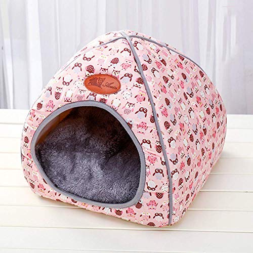 ANQI Haustier-Zelt Höhle Bett in Iglu, 2-in-1, faltbar, gemütliches Schlaf-Versteck mit abnehmbarem, waschbarem Kissen für Katzen, Kaninchen, kleine Hunde und Ratten von ANQI