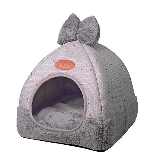 ANQI Haustierzelt Höhlenbett für Katzen / kleine Hunde – 31 x 31 x 35 cm – selbstwärmendes 2-in-1 faltbares dreieckiges Haustier-Katzenbett Zelt mit abnehmbarem waschbarem Kissen von ANQI