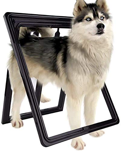 ANQI Haustiertür, Haustier Hund Welpe Katzentür für mittlere und große Hunde, magnetische Verriegelung, sichere Klappe für Bildschirm, Fenster, Tor, Tür, automatisch geschlossen, 45,5 x 35 cm von ANQI