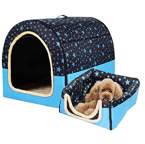 ANQI Faltbares 2-in-1-Nischen/Haus für große Hunde und Katzen, mit warmen, weichen Kissen, abnehmbares Höhlennest, maschinenwaschbar, für drinnen und draußen von ANQI