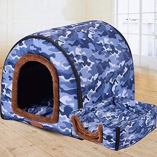 ANQI Faltbares 2-in-1-Nischen/Haus für große Hunde und Katzen, mit warmen, weichen Kissen, abnehmbares Höhlennest, maschinenwaschbar, für drinnen und draußen von ANQI
