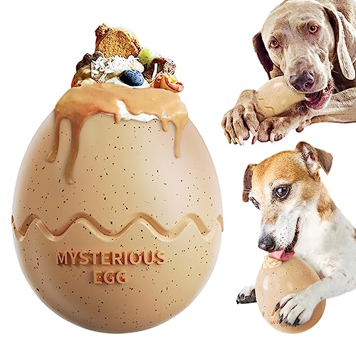 ANROD Slow Feeder Hundespielzeug mit Eier-Muster, langlebig, lebensmittelechtes TPR, Spaß zum Kauen für große Hunde, Jagd und Apportieren für mittelgroße Hunde (Beige) von ANROD