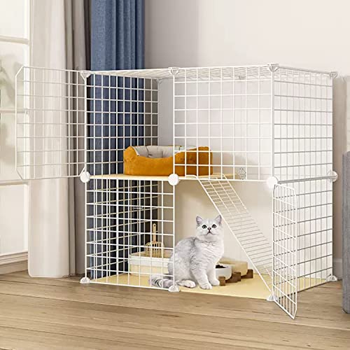 ANSNOW 2-Stöckiger Großer Katzenkäfig Zum Selbermachen, Haustier-Laufstall, Katzenlaufstall, Katzenkäfige Für Den Innenbereich, Mit Katzennest + Hängematte + Katzentoilette + Katzennapf, Leicht Zu R ANSNOW 2-Stöckiger Großer Katzenkäfig Zum Selbermachen, Haustier-Laufstall, Katzenlaufstall, Katzenkäfige Für Den Innenbereich, Mit Katzennest + Hängematte + Katzentoilette + Katzennapf, Leicht Zu R von ANSNOW