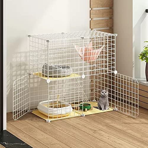 ANSNOW 2-Stöckiger Großer Katzenkäfig Zum Selbermachen, Haustier-Laufstall, Katzenlaufstall, Katzenkäfige Für Den Innenbereich, Mit Katzennest + Hängematte + Katzentoilette + Katzennapf, Leicht Zu R ANSNOW 2-Stöckiger Großer Katzenkäfig Zum Selbermachen, Haustier-Laufstall, Katzenlaufstall, Katzenkäfige Für Den Innenbereich, Mit Katzennest + Hängematte + Katzentoilette + Katzennapf, Leicht Zu R von ANSNOW