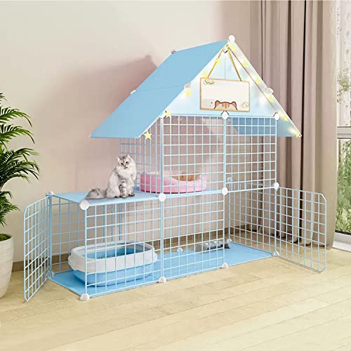 ANSNOW 2-Stöckiger Katzenkäfig, Großes DIY-Katzengehege, Katzenlaufstall, Haustierhaus, Kleintierhaus, Katzengehege Für Den Innenbereich Mit 2 Türen, Leicht Zu Reinigen – Großer Übungsplatz, Ideal F von ANSNOW