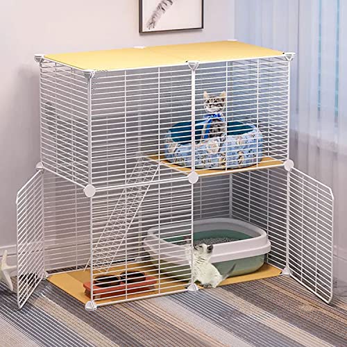 ANSNOW 2-Stöckiger Katzenkäfig, Großes Diy-Haustierhaus, Katzenkäfige Für Hauskatzen, Katzengehege, Mit Katzennest + Katzennapf + Katzentoilette + Katzenstreuschaufel + Katzenhängematte + Leiter, Fü ANSNOW 2-Stöckiger Katzenkäfig, Großes Diy-Haustierhaus, Katzenkäfige Für Hauskatzen, Katzengehege, Mit Katzennest + Katzennapf + Katzentoilette + Katzenstreuschaufel + Katzenhängematte + Leiter, Fü von ANSNOW