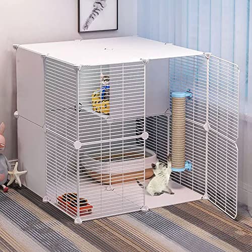 ANSNOW 2-Stöckiger Katzenkäfig, Großes Diy-Haustierhaus, Katzenkäfige Für Hauskatzen, Katzengehege, Mit Katzennest + Katzennapf + Katzentoilette + Katzenstreuschaufel + Katzenhängematte + Leiter, Fü ANSNOW 2-Stöckiger Katzenkäfig, Großes Diy-Haustierhaus, Katzenkäfige Für Hauskatzen, Katzengehege, Mit Katzennest + Katzennapf + Katzentoilette + Katzenstreuschaufel + Katzenhängematte + Leiter, Fü von ANSNOW
