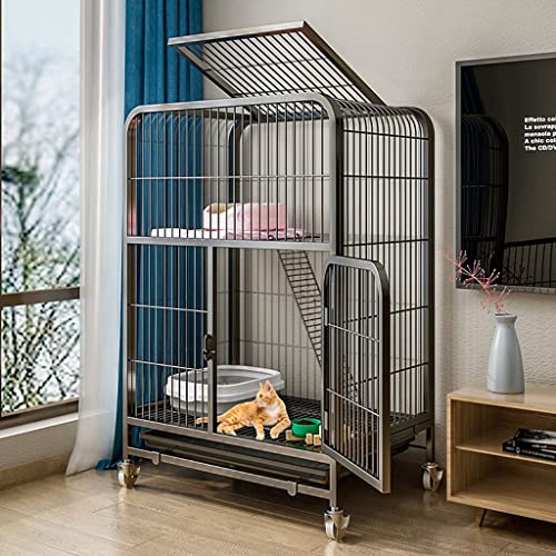 ANSNOW 2-Stöckiger Katzenkäfig Aus Metall, Käfig-Muschelhütte, Käfig Für Drinnen Und Draußen Mit Rädern, Schwarzer Käfig Für Haustierkatzen, Frettchen,/85 * 78 * 55Cm ANSNOW 2-Stöckiger Katzenkäfig Aus Metall, Käfig-Muschelhütte, Käfig Für Drinnen Und Draußen Mit Rädern, Schwarzer Käfig Für Haustierkatzen, Frettchen,/85 * 78 * 55Cm von ANSNOW