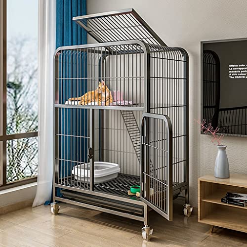 ANSNOW 2-Stöckiger Katzenkäfig Aus Metall, Käfig-Muschelhütte, Käfig Für Drinnen Und Draußen Mit Rädern, Schwarzer Käfig Für Haustierkatzen, Frettchen,/95 * 88 * 62Cm ANSNOW 2-Stöckiger Katzenkäfig Aus Metall, Käfig-Muschelhütte, Käfig Für Drinnen Und Draußen Mit Rädern, Schwarzer Käfig Für Haustierkatzen, Frettchen,/95 * 88 * 62Cm von ANSNOW