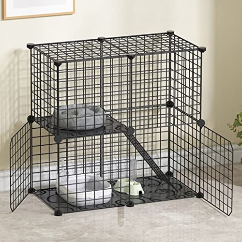 ANSNOW 2-Stöckiger Katzenkäfig Für Den Innenbereich, Groß, Diy-Katzengehege, Kleintierkäfige, Katzenlaufstall, Katzengehege, Springsichere Kätzchenkiste, Für Den Innenbereich, Haustierkäfige Für Kat von ANSNOW