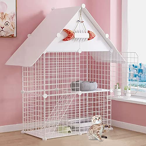 ANSNOW 2-Stöckiger Katzenkäfig Für Den Innenbereich, Groß, Mit Dach, Zusammenklappbarer Katzenkäfig, Haustierkäfige Für Katzen, Laufstall Für Haustiere, Diy-Hofzaun Aus Metalldraht, Leicht Zu Reinig ANSNOW 2-Stöckiger Katzenkäfig Für Den Innenbereich, Groß, Mit Dach, Zusammenklappbarer Katzenkäfig, Haustierkäfige Für Katzen, Laufstall Für Haustiere, Diy-Hofzaun Aus Metalldraht, Leicht Zu Reinig von ANSNOW