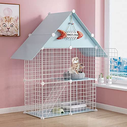 ANSNOW 2-Stöckiger Katzenkäfig Für Den Innenbereich, Groß, Mit Dach, Zusammenklappbarer Katzenkäfig, Haustierkäfige Für Katzen, Laufstall Für Haustiere, Diy-Hofzaun Aus Metalldraht, Leicht Zu Reinig von ANSNOW