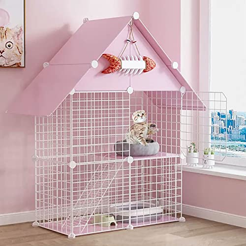 ANSNOW 2-Stöckiger Katzenkäfig Für Den Innenbereich, Groß, Mit Dach, Zusammenklappbarer Katzenkäfig, Haustierkäfige Für Katzen, Laufstall Für Haustiere, Diy-Hofzaun Aus Metalldraht, Leicht Zu Reinig von ANSNOW