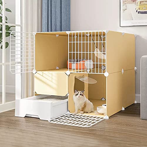 ANSNOW 2-Stufiger Katzenkäfig, DIY-Laufstall Für Haustiere, Katzenhütten Für Den Innenbereich Mit Katzentoilette, Mit Katzenhängematte + Katzennest + Katzennapf + Katzenspielzeug, Übungsplatz Für 1– ANSNOW 2-Stufiger Katzenkäfig, DIY-Laufstall Für Haustiere, Katzenhütten Für Den Innenbereich Mit Katzentoilette, Mit Katzenhängematte + Katzennest + Katzennapf + Katzenspielzeug, Übungsplatz Für 1– von ANSNOW