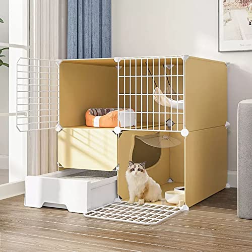 ANSNOW 2-Stufiger Katzenkäfig, DIY-Laufstall Für Haustiere, Katzenhütten Für Den Innenbereich Mit Katzentoilette, Mit Katzenhängematte + Katzennest + Katzennapf + Katzenspielzeug, Übungsplatz Für 1– ANSNOW 2-Stufiger Katzenkäfig, DIY-Laufstall Für Haustiere, Katzenhütten Für Den Innenbereich Mit Katzentoilette, Mit Katzenhängematte + Katzennest + Katzennapf + Katzenspielzeug, Übungsplatz Für 1– von ANSNOW