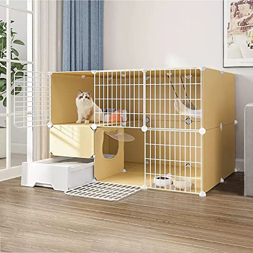 ANSNOW 2-Stufiger Katzenkäfig, DIY-Laufstall Für Haustiere, Katzenhütten Für Den Innenbereich Mit Katzentoilette, Mit Katzenhängematte + Katzennest + Katzennapf + Katzenspielzeug, Übungsplatz Für 1– ANSNOW 2-Stufiger Katzenkäfig, DIY-Laufstall Für Haustiere, Katzenhütten Für Den Innenbereich Mit Katzentoilette, Mit Katzenhängematte + Katzennest + Katzennapf + Katzenspielzeug, Übungsplatz Für 1– von ANSNOW