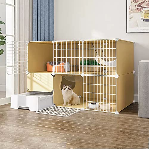 ANSNOW 2-Stufiger Katzenkäfig, DIY-Laufstall Für Haustiere, Katzenhütten Für Den Innenbereich Mit Katzentoilette, Mit Katzenhängematte + Katzennest + Katzennapf + Katzenspielzeug, Übungsplatz Für 1– ANSNOW 2-Stufiger Katzenkäfig, DIY-Laufstall Für Haustiere, Katzenhütten Für Den Innenbereich Mit Katzentoilette, Mit Katzenhängematte + Katzennest + Katzennapf + Katzenspielzeug, Übungsplatz Für 1– von ANSNOW