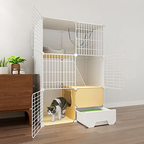 ANSNOW 3-Stöckiger Großer Katzenkäfig, Katzenkäfig, Diy-Katzenlaufstall Für Den Innenbereich, Katzenkäfigträger, Katzenvilla, Mit Katzentoilette + Katzenhängematte + Katzennest + Katzennapf + Katzen ANSNOW 3-Stöckiger Großer Katzenkäfig, Katzenkäfig, Diy-Katzenlaufstall Für Den Innenbereich, Katzenkäfigträger, Katzenvilla, Mit Katzentoilette + Katzenhängematte + Katzennest + Katzennapf + Katzen von ANSNOW