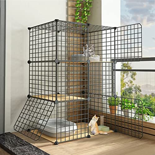 ANSNOW 3-Stöckiger Großer Katzenkäfig, Katzenkäfig-Ecke, Haustierkäfige Für Katzen, Diy-Katzenkäfig-Laufstall Für Den Innenbereich, Abnehmbare Zwinger Aus Metalldraht, Große Übungsplätze, Komplettes von ANSNOW