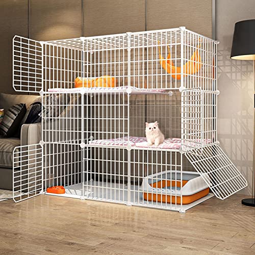 ANSNOW 3-Stufiger Katzenkäfig, Großer Katzenlaufstall Für Den Innenbereich, Kleintierkäfig, Kätzchen-Laufstall Im DIY-Design, Mit Katzentoilette + Katzenleiter + Katzennapf + Katzennest + Katzenhäng ANSNOW 3-Stufiger Katzenkäfig, Großer Katzenlaufstall Für Den Innenbereich, Kleintierkäfig, Kätzchen-Laufstall Im DIY-Design, Mit Katzentoilette + Katzenleiter + Katzennapf + Katzennest + Katzenhäng von ANSNOW