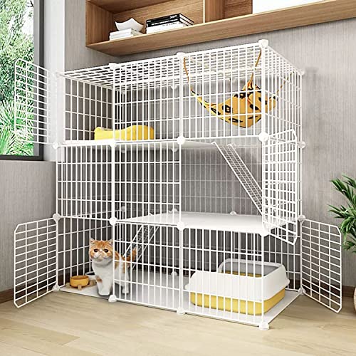 ANSNOW Diy-Katzenlaufstall Für Den Innenbereich, 3-Stöckiger Großer Katzenkäfig, Katzengehege, Lückenverschlüsselung, Katzennapf + Katzentoilette + Katzenstreuschaufel + Kletterleiter + Katzenstreu ANSNOW Diy-Katzenlaufstall Für Den Innenbereich, 3-Stöckiger Großer Katzenkäfig, Katzengehege, Lückenverschlüsselung, Katzennapf + Katzentoilette + Katzenstreuschaufel + Kletterleiter + Katzenstreu von ANSNOW