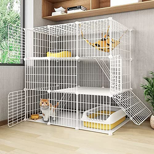 ANSNOW Diy-Katzenlaufstall Für Den Innenbereich, 3-Stöckiger Großer Katzenkäfig, Katzengehege, Lückenverschlüsselung, Katzennapf + Katzentoilette + Katzenstreuschaufel + Kletterleiter + Katzenstreu ANSNOW Diy-Katzenlaufstall Für Den Innenbereich, 3-Stöckiger Großer Katzenkäfig, Katzengehege, Lückenverschlüsselung, Katzennapf + Katzentoilette + Katzenstreuschaufel + Kletterleiter + Katzenstreu von ANSNOW