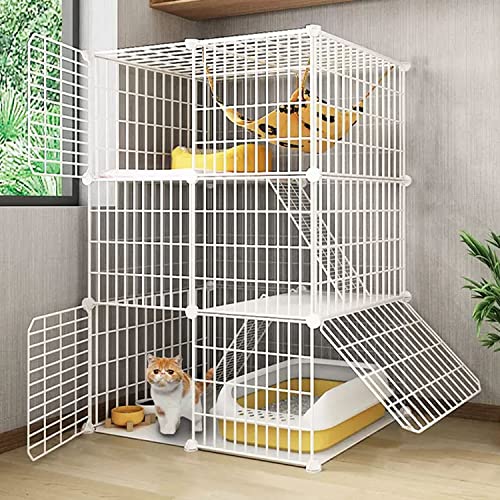 ANSNOW Diy-Katzenlaufstall Für Den Innenbereich, 3-Stöckiger Großer Katzenkäfig, Katzengehege, Lückenverschlüsselung, Katzennapf + Katzentoilette + Katzenstreuschaufel + Kletterleiter + Katzenstreu ANSNOW Diy-Katzenlaufstall Für Den Innenbereich, 3-Stöckiger Großer Katzenkäfig, Katzengehege, Lückenverschlüsselung, Katzennapf + Katzentoilette + Katzenstreuschaufel + Kletterleiter + Katzenstreu von ANSNOW